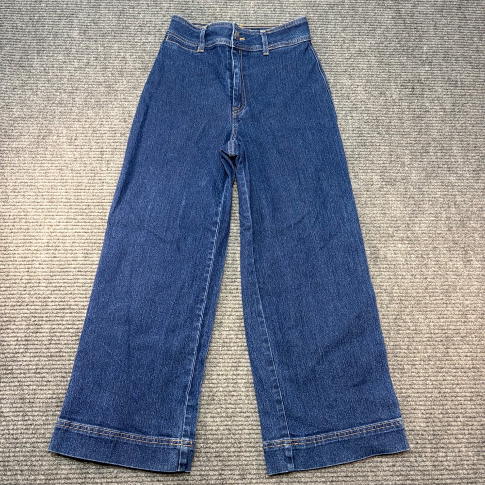 HM Womens Dark Wash High Waisted Wide Leg Jeans Size 4 0920829 2